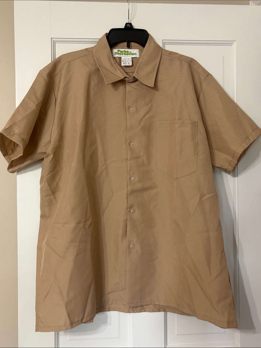 Men's Short-Sleeve Halloween parks and recreation Work Shirt - Tan